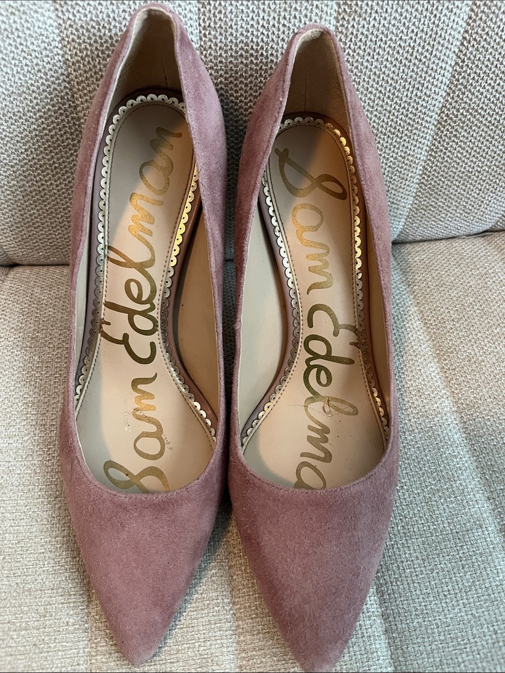 Sam Edelman Dusty Rose Suede Pointed-Toe Heels - Picture 3 of 9